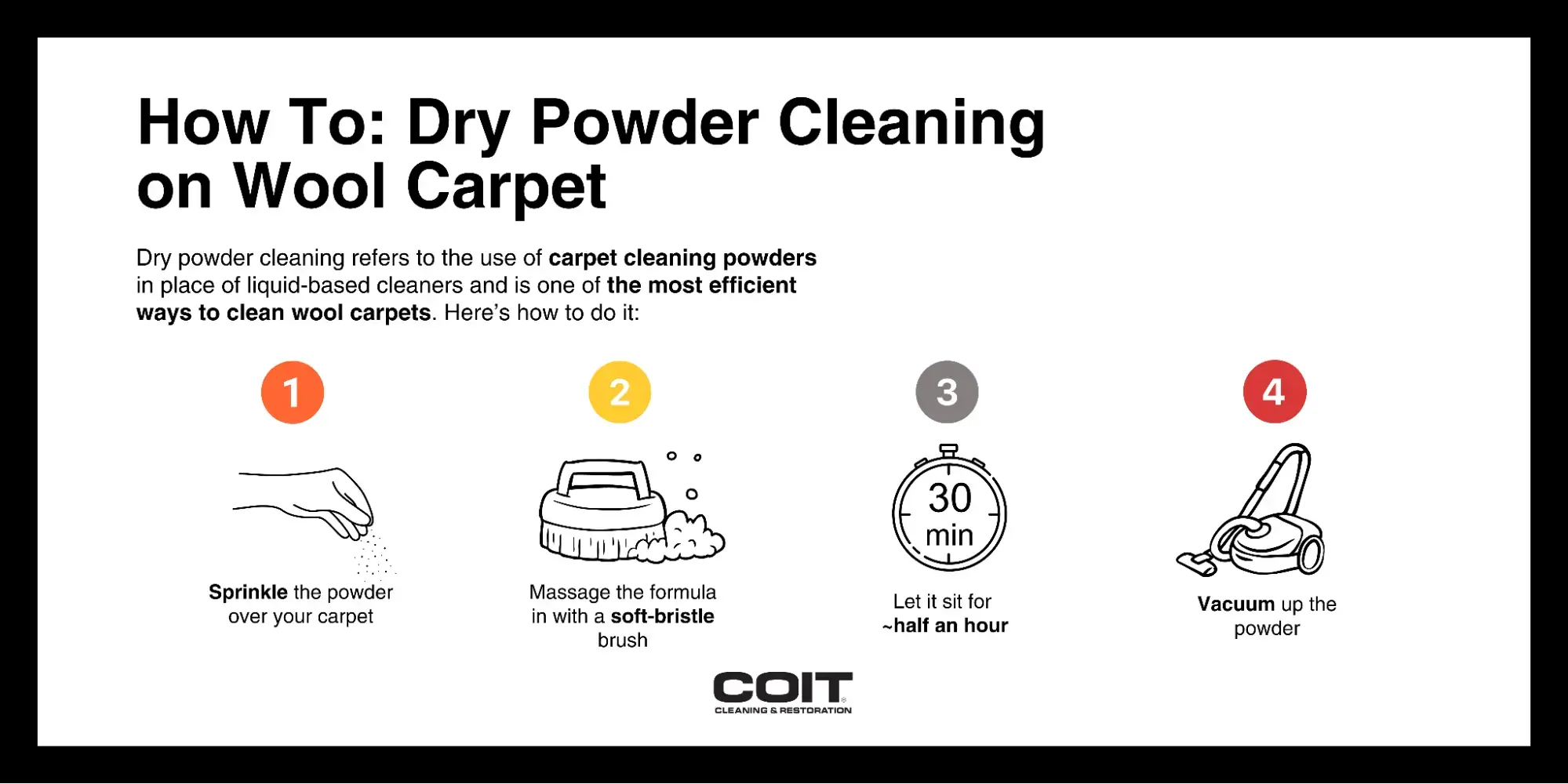 Dry powder cleaning on wool carpet